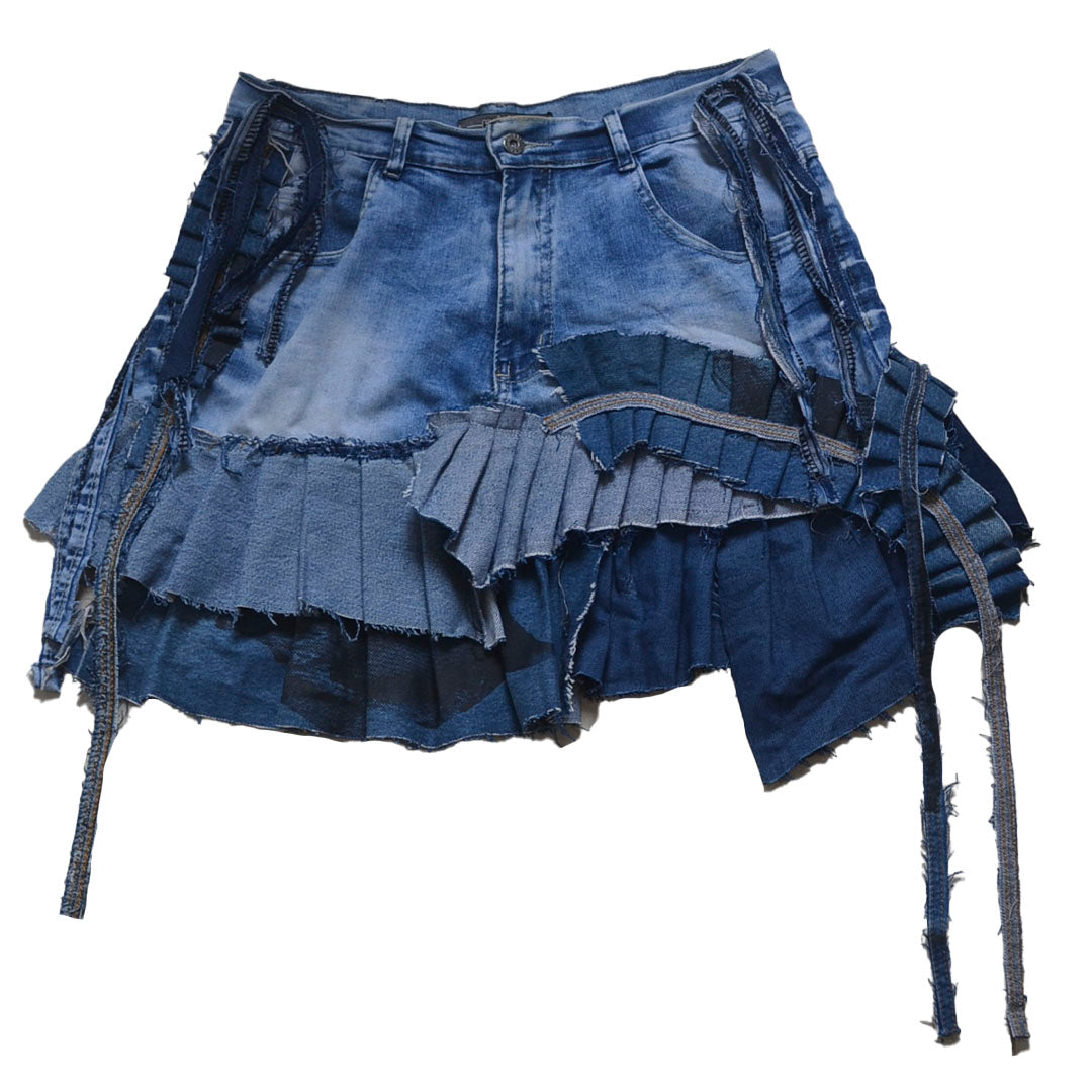 Saia Jeans plissada