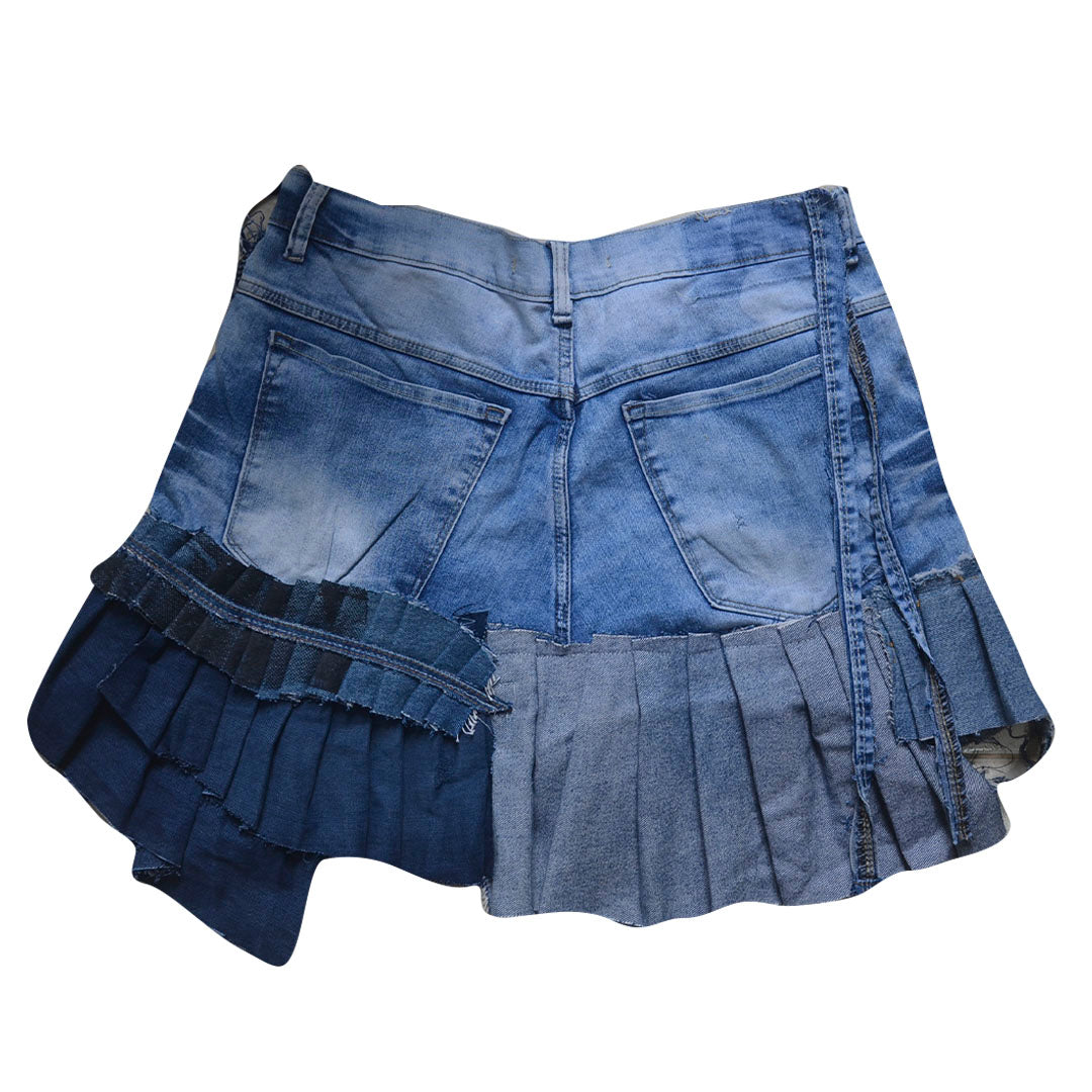 Saia Jeans plissada